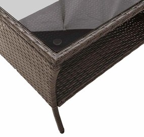 2 személyes barna polyrattan kerti kanapé asztallal&amp;párnával