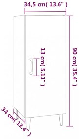 magasfényű fehér szerelt fa tálalószekrény 34,5 x 34 x 90 cm