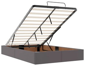 Ottomán ágykeret matrac nélkül szürke 120x190 cm műbőr