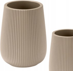 Fogkefetartó Bögre Fogkrém Tároló Bézs Bordázott Fürdőszoba