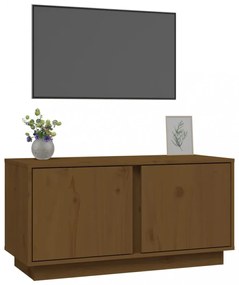 mézbarna tömör fenyőfa TV-szekrény 80x35x40,5 cm