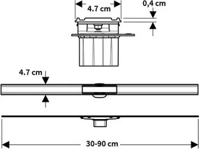 Geberit 154.458.00.1 - CleanLine zuhanyfolyóka 90x4,7 cm rozsdamentes acél