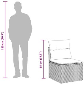 vidaXL 2 részes szürke polyrattan akácfa kerti ülőgarnitúra párnákkal