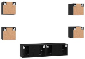 TV szekrény garnitúra Falra szerelhető 6 pcs Musta tammi