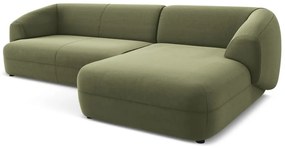 Zöld bársony sarokkanapé (jobb oldali) Moana – Makamii