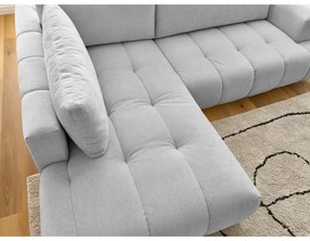 Világosszürke kinyitható-tárolóhelyes sarokkanapé (bal oldali-L alakú) Fuji – Bobochic Paris