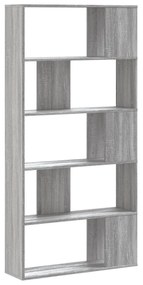 5 szintes szürke sonoma színű fa könyvespolc 80,5x23,5x162,5 cm