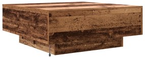 Kávézóasztal LED világítással Régi fa 80x80x31 cm