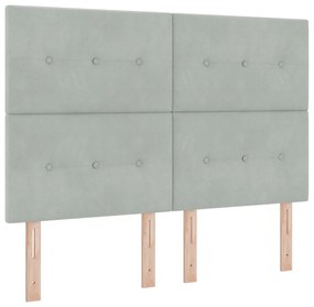 Box Spring Ágy Matracossal - Világosszürke, 140x190 cm, Bársony