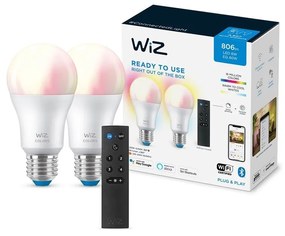 KÉSZLET 2x LED RGBW Dimmelhető izzó A60 E27/8,5W/230V 2200-6500K Wi-Fi + távirányító - WiZ