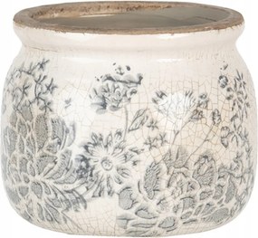 Kerámia kaspó szürke virágokkal Dominicus S 12x9 cm