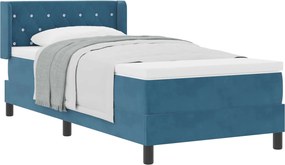 vidaXL Boxrugós ágy matracmal Sötét kék 200 x 100 cm Poliészter