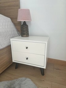 éjjeli asztal 45cm 2 fiókkal fehér