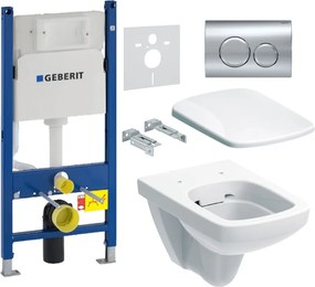 GEBERIT Duofix fali WC-szerelőelem szett, tartály, króm nyomólap, RF WC, ülőke, 112cm