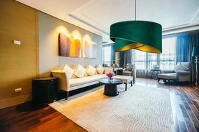 Zöld színű textil búrás függőlámpa Glimex Abazur Premium 1xE27 GA0109