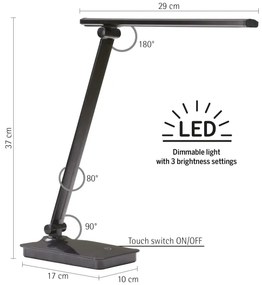 ONLI - LED Dimmelhető asztali lámpa USB porttal DESKI LED/7W/230V 4000K fekete