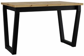Asztal Victorville 301Artisan tölgy, Fekete, 75x80x140cm, Hosszabbíthatóság, Laminált forgácslap, Fém