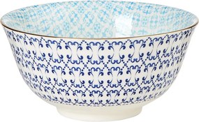 ORNAMENTS tálka 520 ml, kék-fehér arany szegéllyel
