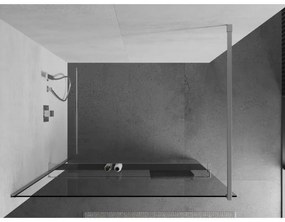 Mexen, Mexen Kioto+ zuhanyfal polccal és korláttal 85 x 200 cm, átlátszó 8 mm, króm - 800-085-121-01-00