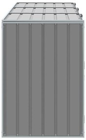 szürke acél kerekes szemetes tároló 3 szemeteskukához 216 x 81 x 115 cm