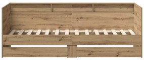 Nappali ágy fiókokkal Iparművészeti tölgy Rétegelt fa 75 x 190 cm