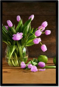 Poszter keretben 40x60 Lila tulipánok