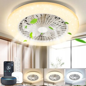 Mennyezeti Ventilátor Smart Plafon Led Lámpa 50 CM Nagy 58W Aigostar