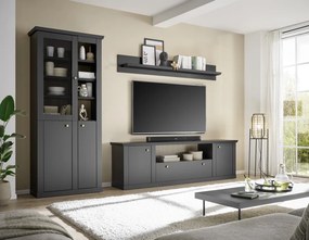 Lincoln széles TV állvány matt fekete/Cremona tölgy