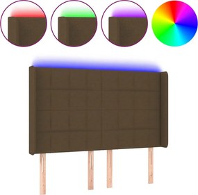 vidaXL sötétbarna szövet LED-es fejtámla 147x16x118/128 cm