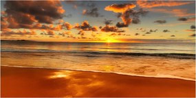 Fotó üveg kép Naplemente tengerpart 140x70