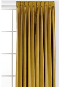 Mustársárga bársony dimout (részleges sötétítő) függöny 265x270 cm Velto – Filumi