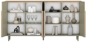 Amilio négyajtós komód 200 cm - eukaliptusz / baltic tölgy / natúr tölgy fogantyú