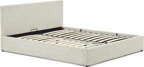 Bézs kárpitozott ágyneműtartós franciaágy ágyráccsal 180x200 cm Nahiri – Kave Home