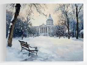 Vászonkép Canvas Tájkép Tél Hó Park Pad Hófúvás 80x60