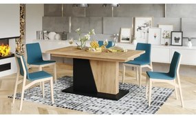 NINO kihúzható étkezőasztal, craft tölgy/fekete