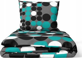 Ágyneműhuzat 140x200cm, 70x80cm, 140g/m2, 100% pamut Marina szürke-türkiz
