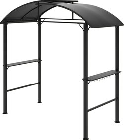Outsunny BBQ Pavilon 233 x 110 x 235 cm Szélálló Kerti Pavilon Két Rétegű Tetővel, Polcokkal, UV Védelemmel, Acélból Készült BBQ Pavilon, Kerti sátor