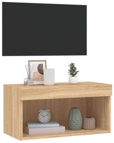 sonoma tölgy színű TV-szekrény LED-világítással 60 x 30 x 30 cm
