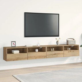 TV Fali Szekrények 2 db Artisan Tölgy 100x30x30 cm Műanyag
