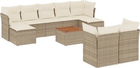 vidaXL 10 részes bézs polyrattan kerti ülőgarnitúra párnával