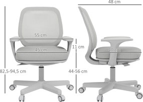 Vinsetto irodai szék, ergonomikus íróasztali szék forgófunkcióval, állítható magasságú, szürke