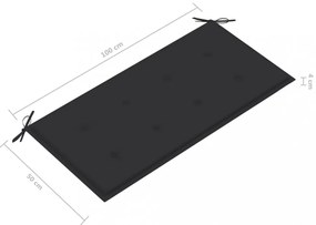 tömör tíkfa kerti pad antracitszürke párnával 112 cm