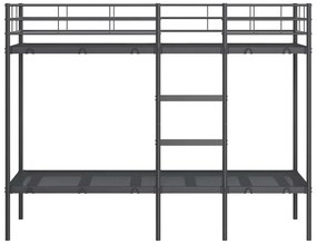 fekete acél emeletes ágy matrac nélkül 80 x 200 cm