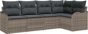 vidaXL Kerti Kanapé Szett párnával 5 pcs Szürke Poli rattan