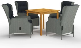 vidaXL 5 részes világosszürke kerti étkezőgarnitúra