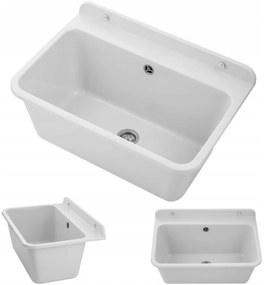 Mosogató Quality Universe, univerzális műanyag mosogató 61x41x30 cm + szifon, 1 kamrás, fehér, SKQ-KGLK60-WH