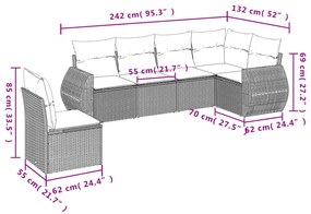 6 részes bézs polyrattan kerti ülőgarnitúra párnával