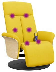 citromsárga szövet dönthető masszázsfotel lábtartóval