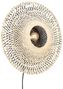 Keleti fali lámpa bambusz 50 cm dugóval - Rina