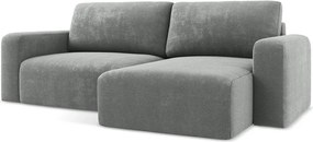 Szürke zsenília kinyitható-tárolóhelyes sarokkanapé (jobb oldali-heverő résszel) Kona – Makamii